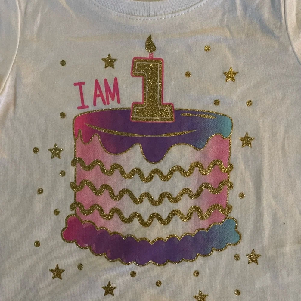 NWT The Children’s Place I am 1 sparkly birthday girl shirt size 12 to 18m